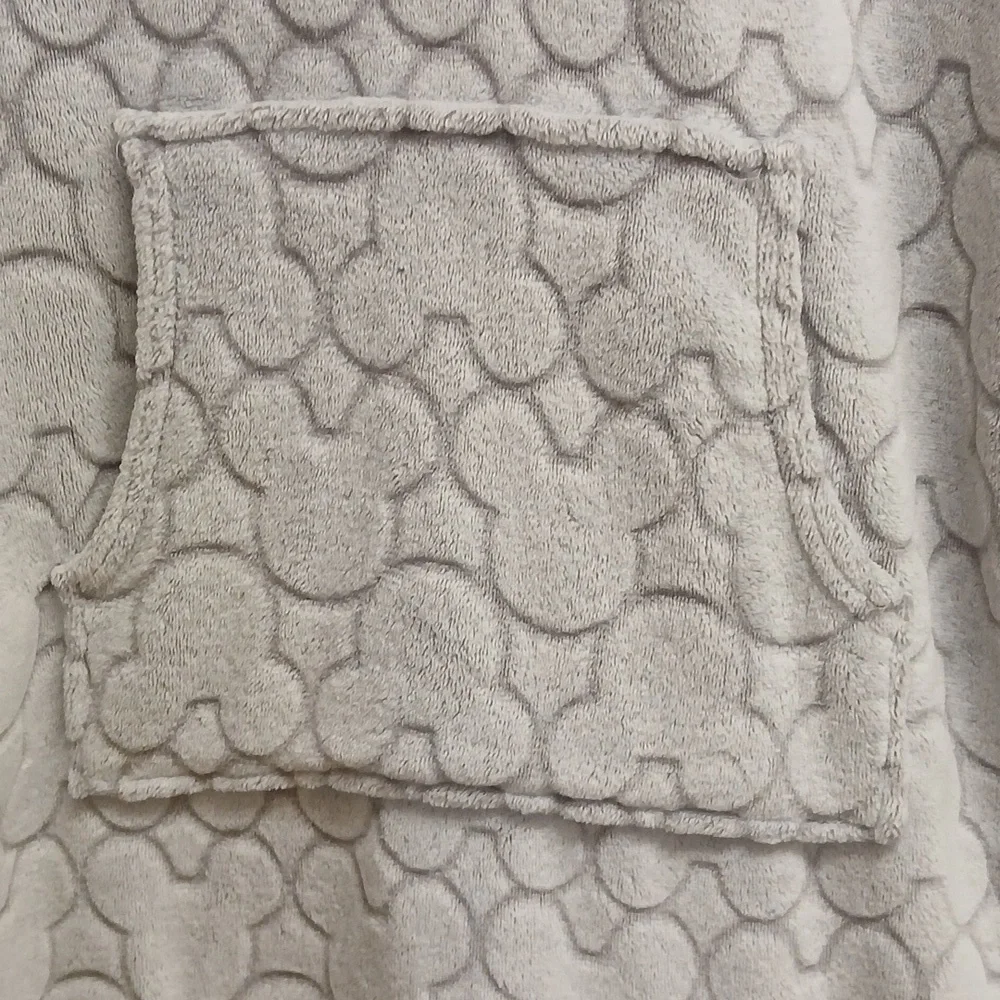 DISNEY Cozy Gray Hooded Fleece Pullover Lounger Gray/White Size S NWOT - Picture 2 of 8